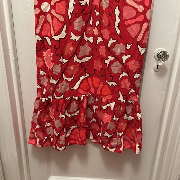 Rhode x Target Red Pink Zinnia Floral Print Bell Sleeve Midi Dress NWT Sz4 - Picture 2 of 5